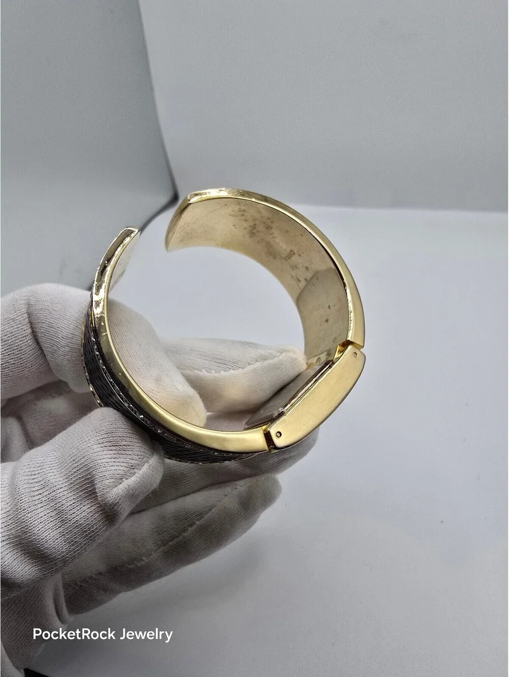 Embassy by Gruen Women’s Quartz Rectangle Analog White Dial Gold Black Bangle